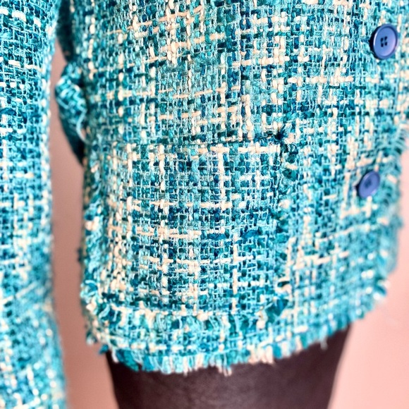 Women's Turquoise Teal Tweed Jacket. Size S - Picture 12 of 16